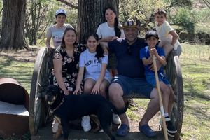 Dany Elachi, a Sydney father who advocated for Australia's social media ban, and his family.