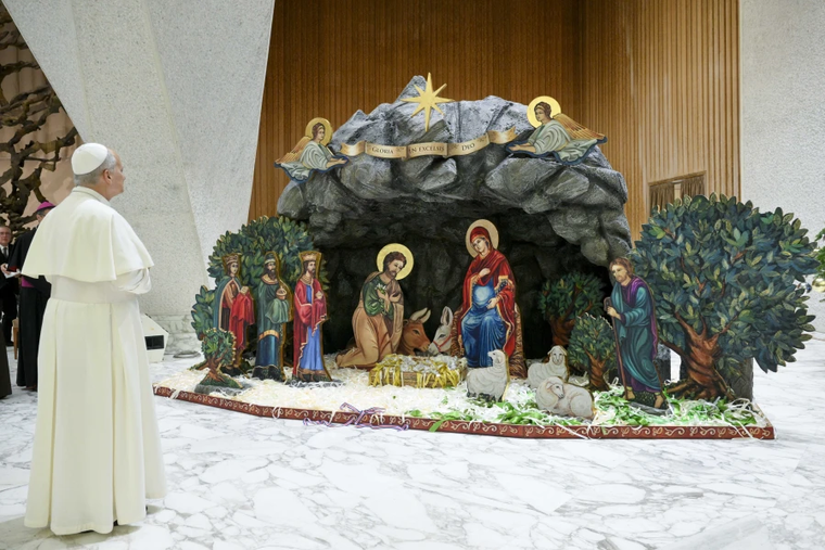 Pope Leo Thankful for Pro-Life Nativity Scene That ‘Represents a Life Preserved From Abortion’