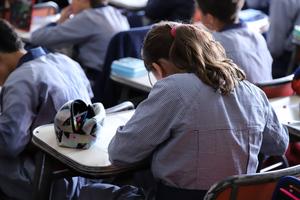 Catholic students at work.