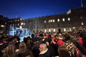 An estimated 1,000 people of a variety of ages, ethnicities and backgrounds attend the ‘Putting Christ Back Into Christmas’ carol service, Whitehall, London, Dec. 13, 2025.