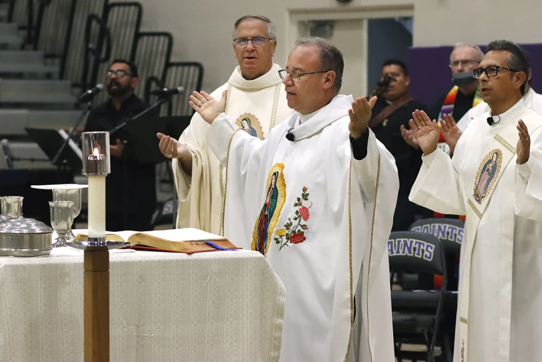 San Diego Auxiliary Bishop Ramón Bejarano celebrates Mass at St. Augustine’s School on Dec. 5, 2021, to honor Our Lady of Guadalupe.