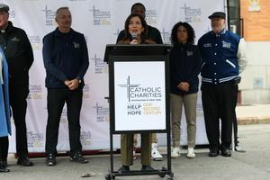New York Gov. Kathy Hochul, (pictured on Nov. 25, 2025, with Cardinal Timothy Dolan at a Catholic Charities Thanksgiving event to hand out turkeys and other foods), said she will sign a bill legalizing assisted suicide in the Empire State.