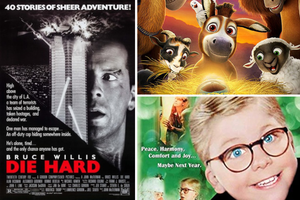 Movie posters of 'Die Hard,' 'The Star' and 'A Christmas Story.'