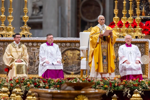 Pope Leo XIV celebrates Christmas Mass during the Night in a packed St. Peter's Basilica on Dec. 24, 2025. 