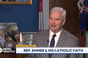 U.S. House Majority Whip Rep. Tom Emmer, R-Minnesota, talks about his faith with Eric Rosales on “EWTN News Nightly” on Dec. 29, 2025. 