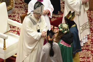 Pope Leo XIV celebrates Mass in St. Peter’s Basilica at the Vatican on Jan. 1, 2026.
