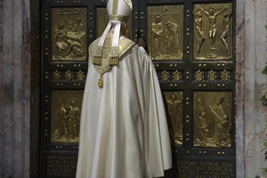 Pope Leo XIV closes the Holy Door of St. Peter's Basilica, concluding the Jubilee of Hope, on January 6, 2026.