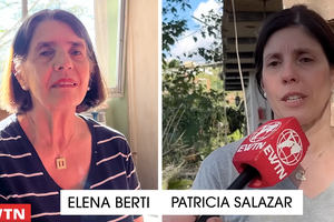 Elena Berti (left) was sleeping alone in her house when a projectile landed in her yard. Berti’s daughter, Patricia Salazar, is at right. 