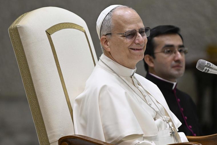Pope Leo XIV gives the first general audience of 2026 in the Vatican’s Paul VI Hall on Jan. 7, 2026. | 