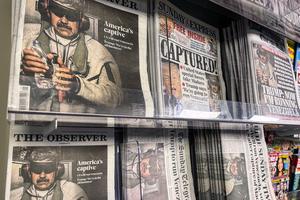 British newspaper front pages reporting on the capture and arrest of Venezuelan President Nicolás Maduro are displayed Jan. 4 at a newsstand in Somerset, England.
