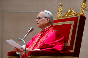 Pope Leo XIV addresses ambassadors and other diplomatic representatives to the Holy See in the Apostolic Palace on Jan. 9, 2026. 