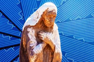 A statue of St. Teresa of Calcutta stands in the center of Shkodër, Albania.