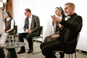 Archbishop Georg Gänswein speaks at an event hosted by the Catholic magazine Kelionė at the Lithuanian National Library in Vilnius, Lithuania, on Jan. 7, 2026.