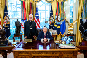 Archbishop Paul Coakley of Oklahoma City, president of the U.S. Conference of Catholic Bishops, meets with President Donald Trump on Jan. 12, 2026.