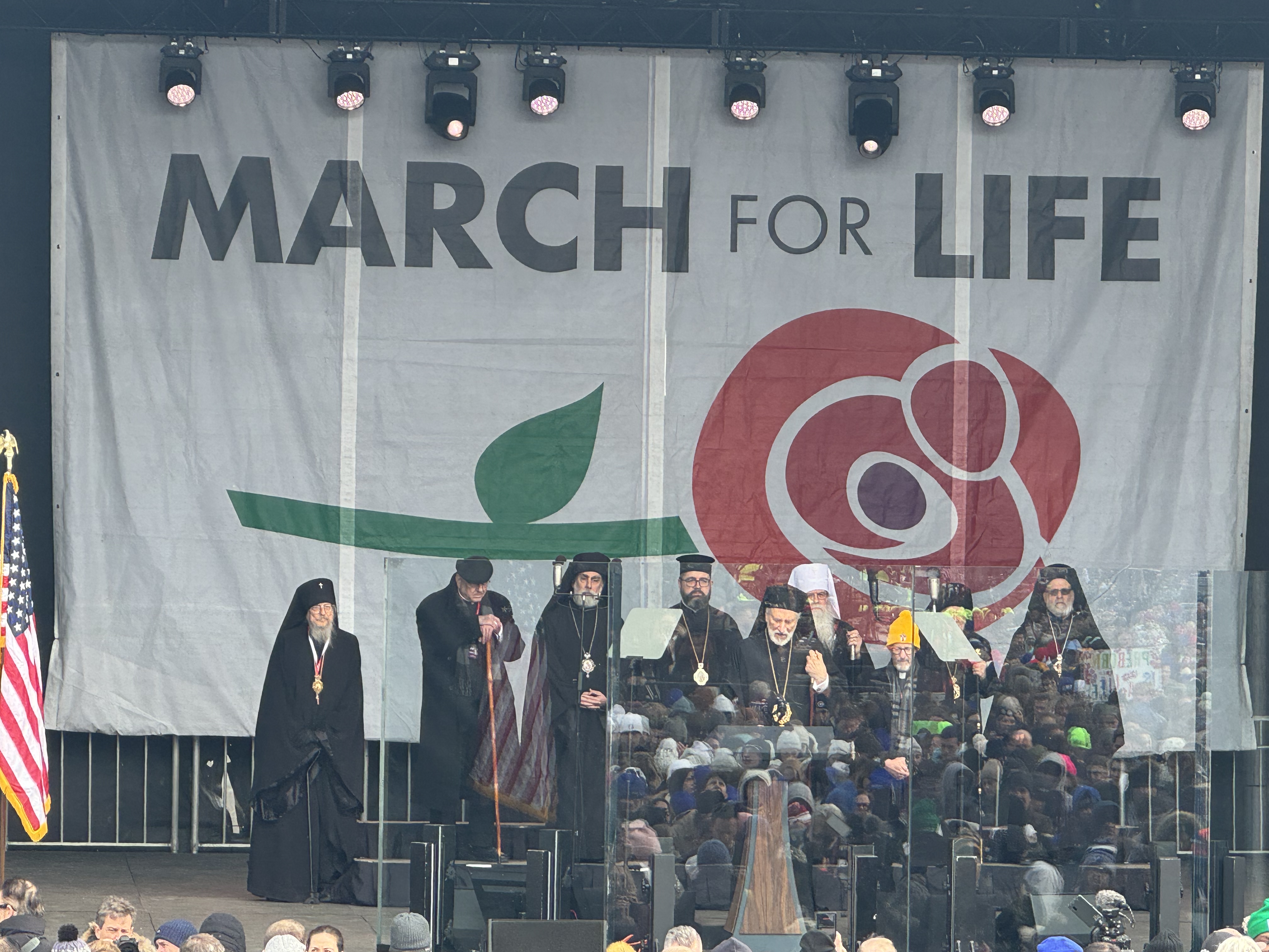 Bishop Irinej Dobrijević speaks during the March for Life in Washington, D.C., on Jan. 23, 2026. | Credit: EWTN News screenshot