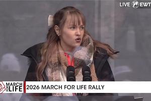Sarah Hurm speaks at the March for Life on Jan. 23, 2026.