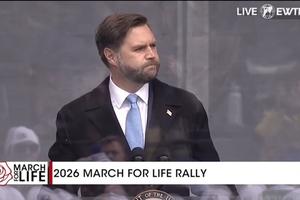 Vice President JD Vance speaks to the crowd at the 2026 March for Life on the National Mall on Jan. 23, 2026.