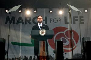 U.S. Vice President JD Vance delivers remarks during the annual March for Life rally on the National Mall on Jan. 23, 2026, in Washington.