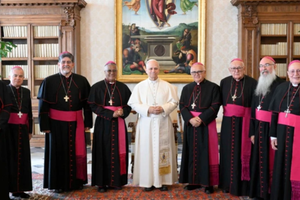 The bishops of Puerto Rico meet with Pope Leo XIV at the conclusion of their ad limina visit on Jan. 23, 2026. 