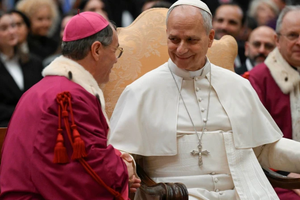 Pope Leo XIV addresses the prelates of the Roman Rota during an audience at the Apostolic Palace in the Vatican on Jan. 26, 2026. | Credit: Vatican Media