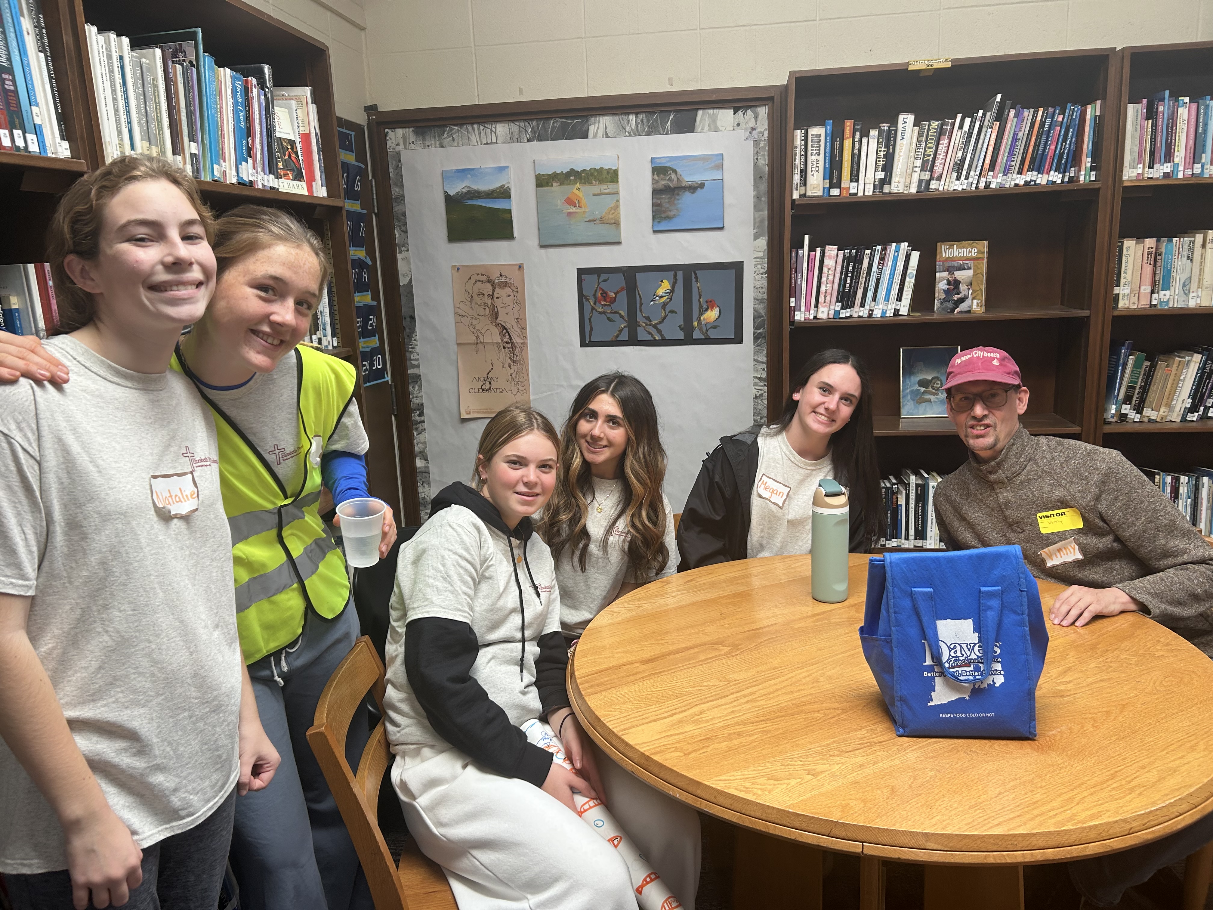 Natalie McMahon surrounded her friends at mentors on the campus of Prout.