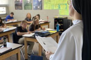 Mother Mary Joseph Campbell, major superior of the St. Mary Sisters in Bismarck, North Dakota, enjoys teaching. 