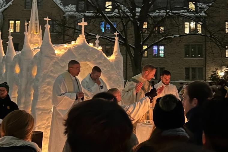 Ice Chapel Mass Draws Thousands at Notre Dame