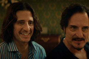 Jonathan Roumie as Neil and Kim Coates as Julian in the new movie “Solo Mio.”