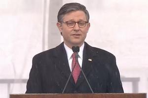 House Speaker Mike Johnson speaks at the rally before the 2024 March for Life in Washington, D.C.