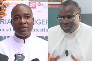 Catholic Secretariat of Nigeria Secretary-General Father Michael Banjo (left) and National Director of Social Communications Father Michael Nsikak Umoh (right).