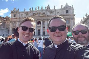 L to R: Fathers Aidan Matheson, Christopher Furmage and Paul Laverty in Rome 