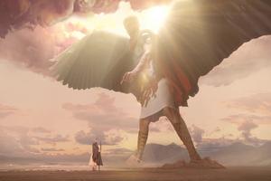  A scene from The Apocalypse of St. John shows St. John and an angel on the island of Patmos.
