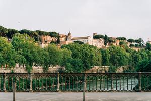 The Aventine Hill in Rome is seen from Ponte Palatino.