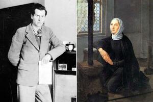Left: Marshall McLuhan at Cambridge University circa 1940. Right: Anonymous, “St. Angela Merici,” 17th Century.