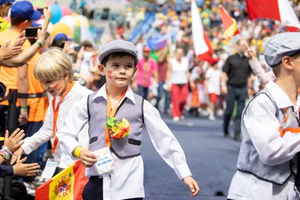 Scene captures the first World Children’s Day at the Olympic Stadium in Rome. 