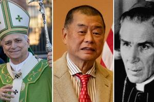 L to R: Pope Leo, Jimmy Lai and Fulton J. Sheen