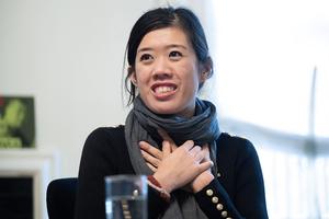 Claire Lai, daughter of jailed Hong Kong publisher and democracy activist Jimmy Lai, speaks during a press briefing on Dec. 15 in Washington, D.C.