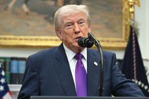 President Donald Trump makes an announcement in the Roosevelt Room of the White House in Washington, D.C., on Feb. 12, 2026. 