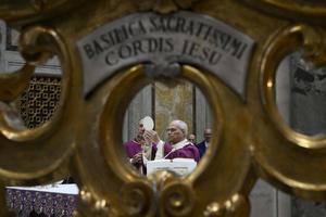 Pope Leo celebrates Mass Feb. 22 during his pastoral visit to the Basilica of the Sacred Heart of Jesus Parish on Via Marsala in Rome.