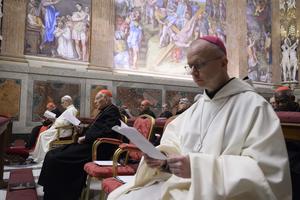 Bishop Erik Varden of Trondheim, Norway, at the beginning of Lenten spiritual exercises at the Vatican on Feb. 22, 2026.