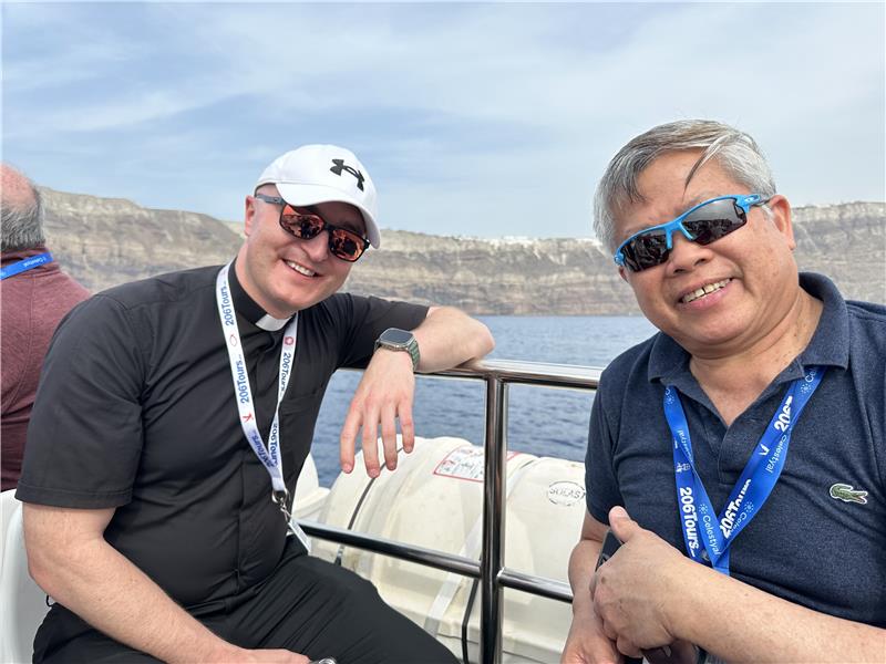 Priests join parishioners on cruises.