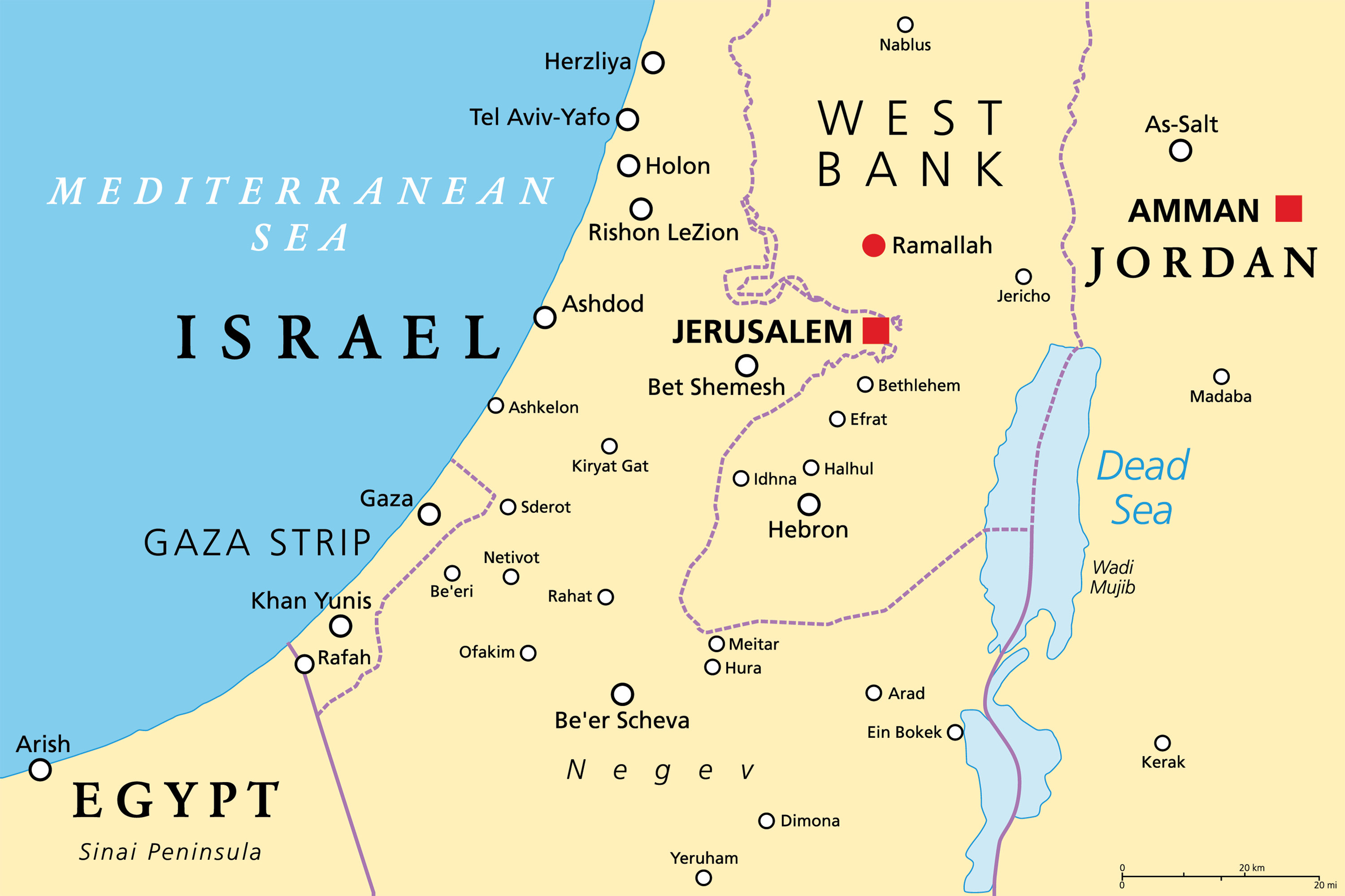 shutterstock_2373692837 - West Bank Map