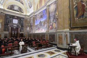 Bishop Erik Varden of Trondheim, Norway, preaches at Lenten spiritual exercises at the Vatican on Feb. 22, 2026. 