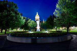 University of Notre Dame at night. 