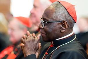 Cardinal Robert Sarah attends a gathering at the Pontifical University of St. Thomas Aquinas (Angelicum) in Rome on Sept. 7, 2017.