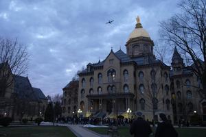 Members of the University of Notre Dame community take part in a prayer vigil on campus Feb. 27, 2026. 