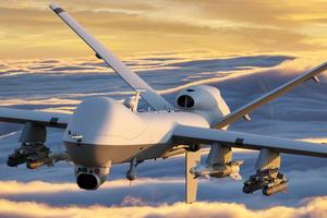 An MQ-9 Reaper unmanned combat aircraft flies on mission. Modern drone systems increasingly incorporate advanced autonomy and artificial intelligence in surveillance and targeting operations.