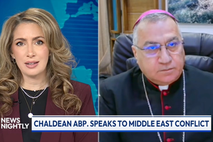 Archbishop Bashar Matti Warda of Erbil, Iraq, speaks with 'EWTN News Nightly' anchor Veronica Dudo on March 3, 2026. | 
