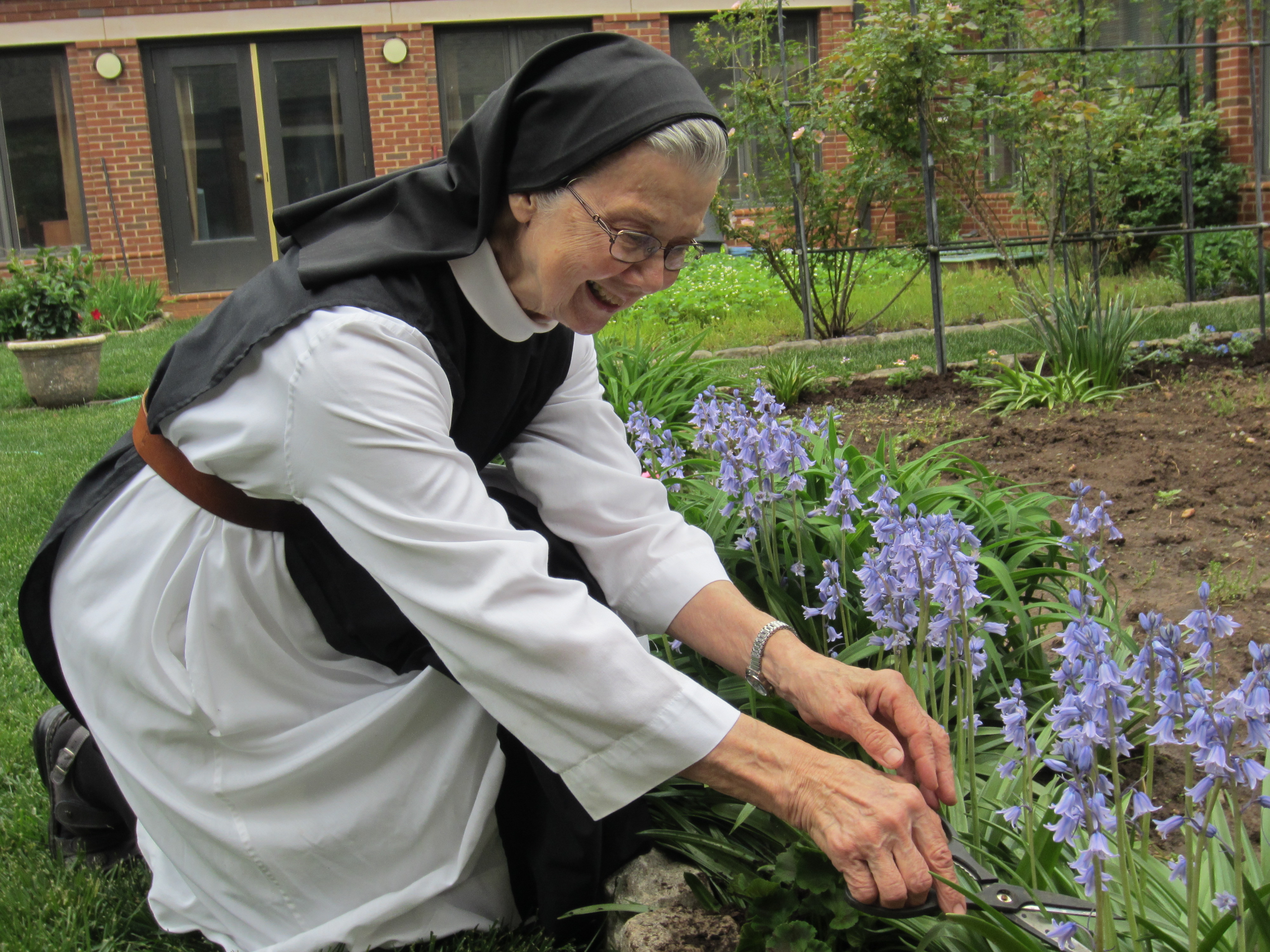 Tending quietly to the garden is a part of monastic life at Our Lady of the Angels Monastery. 