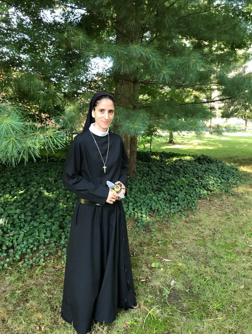 Sister Lea Lahoud ready for another busy day of prayer and overseeing her apiary.